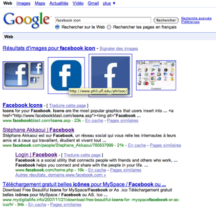 Facebook Icon Google result